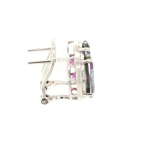 NWOT 10CT Northern Lights Quartz in Sterling Silver Earrings with Omega Backs - Picture 8 of 8